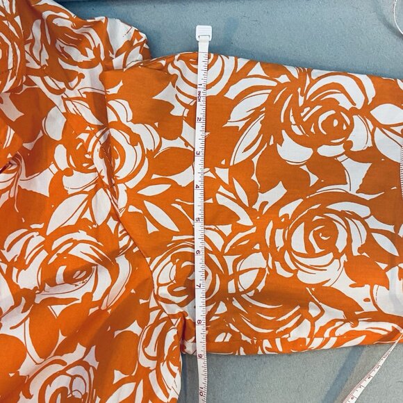 Liz Claiborne Jacket Women's Size 1X Orange/White Rose Swirl Print Short Trench - Picture 11 of 13